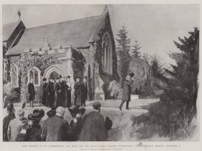 King Edward VII at Sandringham, the King and the Royal Family Leaving Sandringham Church, Sunday Morning, 24 November by Amedee Forestier